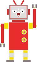 egale kleur retro cartoon boze robot vector