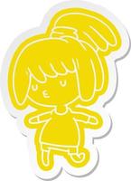 cartoon sticker van een schattig kawaii meisje vector