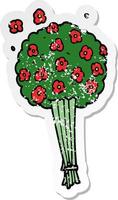 noodlijdende sticker van een cartoon bos bloemen vector