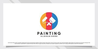 schilderij logo-ontwerpinspiratie met roller, borstel en creatief element premium vector