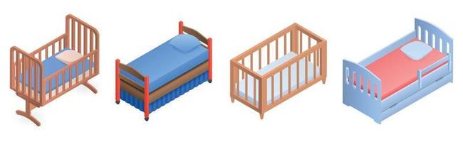 wieg pictogrammenset, isometrische stijl vector