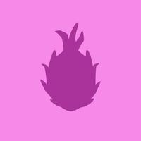 cartoon dragon fruit geïsoleerd op paarse achtergrond, eenvoudige tekening. vers tropisch pitaya-silhouet in platte ontwerpstijl. zomer fruit contour icoon. vector