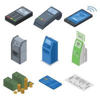 bank terminal icon set, isometrische stijl vector