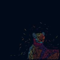 cheetah lijn popart potrait logo kleurrijk ontwerp met donkere achtergrond vector