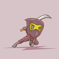 schattige ninja karakter illustratie. eenvoudig dierlijk vectorontwerp. geïsoleerd met zachte achtergrond. vector