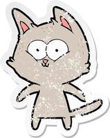 noodlijdende sticker van een happy cartoon kat vector