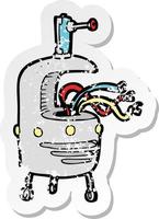 retro noodlijdende sticker van een cartoon rare robot vector