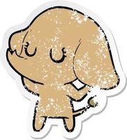 verontruste sticker van een schattige cartoonolifant vector