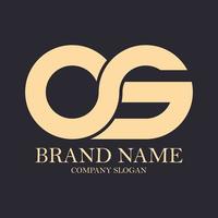 letter og of os luxe eenvoudig logo-ontwerp met gouden kleur vector
