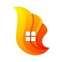 kleurrijk vuur en huisgradiënt logo-ontwerp vector