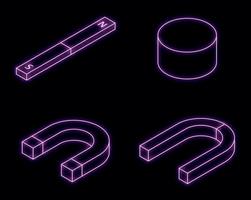 magneet pictogrammen instellen vector neon