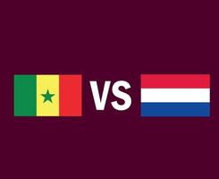 senegal en nederland vlag embleem symbool ontwerp afrikaanse en europese voetbal finale vector afrikaanse en europese landen voetbal teams illustratie