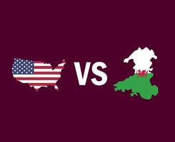 Verenigde Staten en Wales kaart symbool ontwerp Europa en Noord-Amerika voetbal finale vector Europa en Noord-Amerikaanse landen voetbalteams illustratie