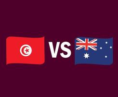 tunesië en australië vlag lint symbool ontwerp afrika en azië voetbal finale vector afrikaanse en aziatische landen voetbal teams illustratie