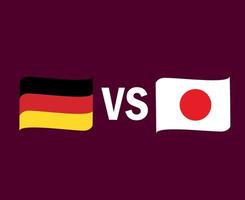 duitsland en japan vlag lint symbool ontwerp azië en europese voetbal finale vector aziatische en europese landen voetbalteams illustratie