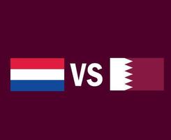 nederland en qatar vlag embleem symbool ontwerp azië en europa voetbal finale vector aziatische en europese landen voetbal teams illustratie