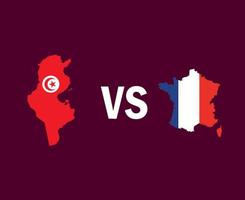 tunesië en frankrijk kaart symbool ontwerp afrika en europa voetbal finale vector afrikaanse en europese landen voetbal teams illustratie