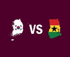 zuid-korea en ghana kaart symbool ontwerp afrika en azië voetbal finale vector afrikaanse en aziatische landen voetbalteams illustratie