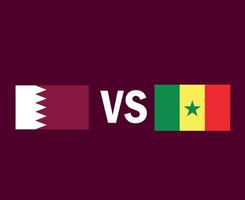 Qatar en Senegal vlag embleem symbool ontwerp Afrika en Azië voetbal finale vector Afrikaanse en Aziatische landen voetbal teams illustratie