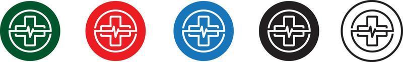 geneeskunde kruis logo. apotheek logo. cardiogram-concept. vector