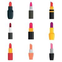 lippenstift iconen set, vlakke stijl vector