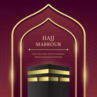 hajj mabrour illustratie met kaaba goud en zwarte vector achtergrond