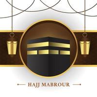 hajj mabrour illustratie met kaaba goud en zwarte vector achtergrond