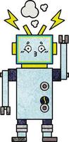 retro grunge textuur cartoon robot vector