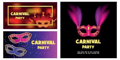 carnaval masker banner concept set, realistische stijl vector