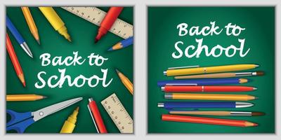 terug naar school banner concept set, realistische stijl vector