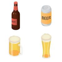 bierflessen glas iconen set, isometrische stijl vector