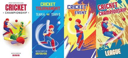 cricket banner set, cartoon stijl vector