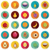 fruit iconen set, vlakke stijl vector