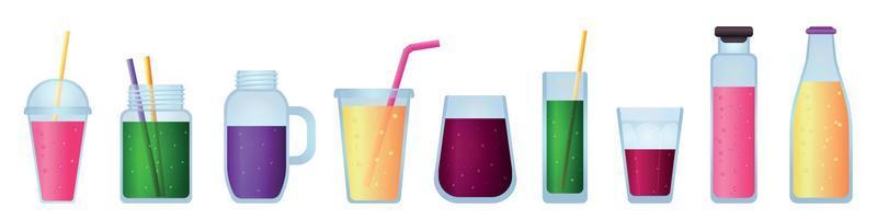 smoothie iconen set, cartoon stijl vector