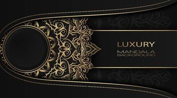 luxe mandala-achtergrond, elegant zwart en goud vector