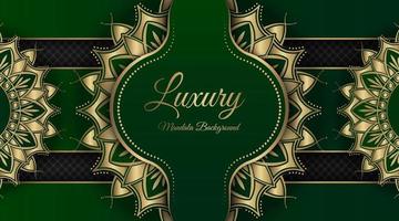 luxe mandala achtergrond, groen en goud, ontwerp vector
