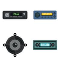 auto audio iconen set, vlakke stijl vector