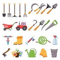 landbouw apparatuur iconen set, cartoon stijl vector