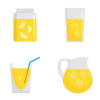 limonade pictogrammenset, vlakke stijl vector