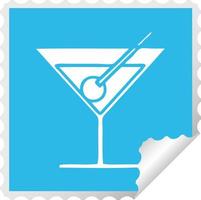 vierkante peeling sticker cartoon fancy cocktail vector