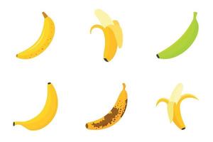 banaan iconen set, vlakke stijl vector