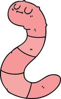 eigenzinnige handgetekende cartoonworm vector