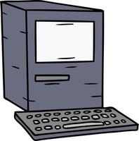 cartoon doodle van een computer en toetsenbord vector