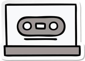 sticker van een leuke cartoon retro cassette vector