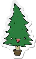 sticker van een schattige cartoon-kerstboom vector