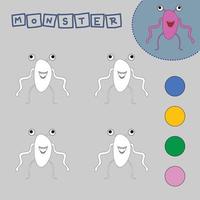 kleurboek van een kleurrijke monsters. educatieve creatieve spellen voor kleuters vector