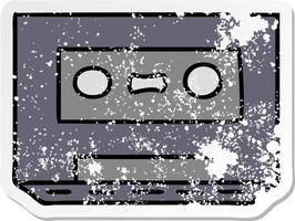 verontruste sticker cartoon doodle van een verontruste sticker cassettebandje vector
