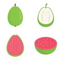 guave iconen set, vlakke stijl vector