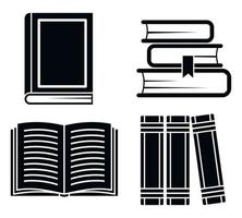 bibliotheek oude boeken icon set, eenvoudige stijl vector