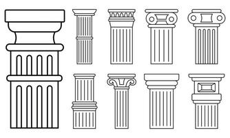 oude kolom pictogrammenset, Kaderstijl vector